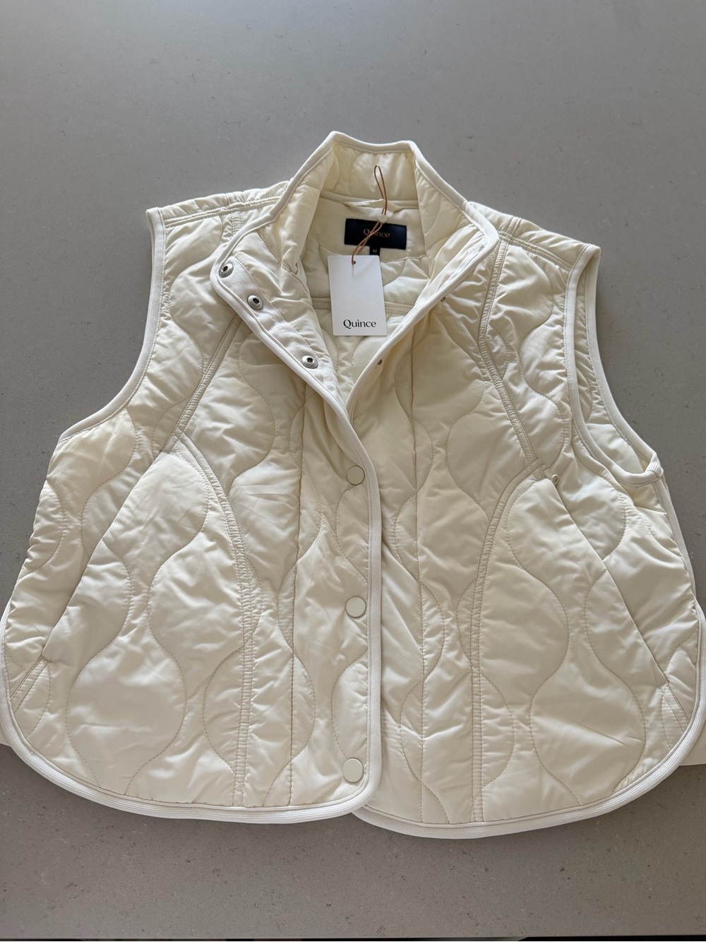 Quince Quilted Sleeveless Vest - Off-White/Cream